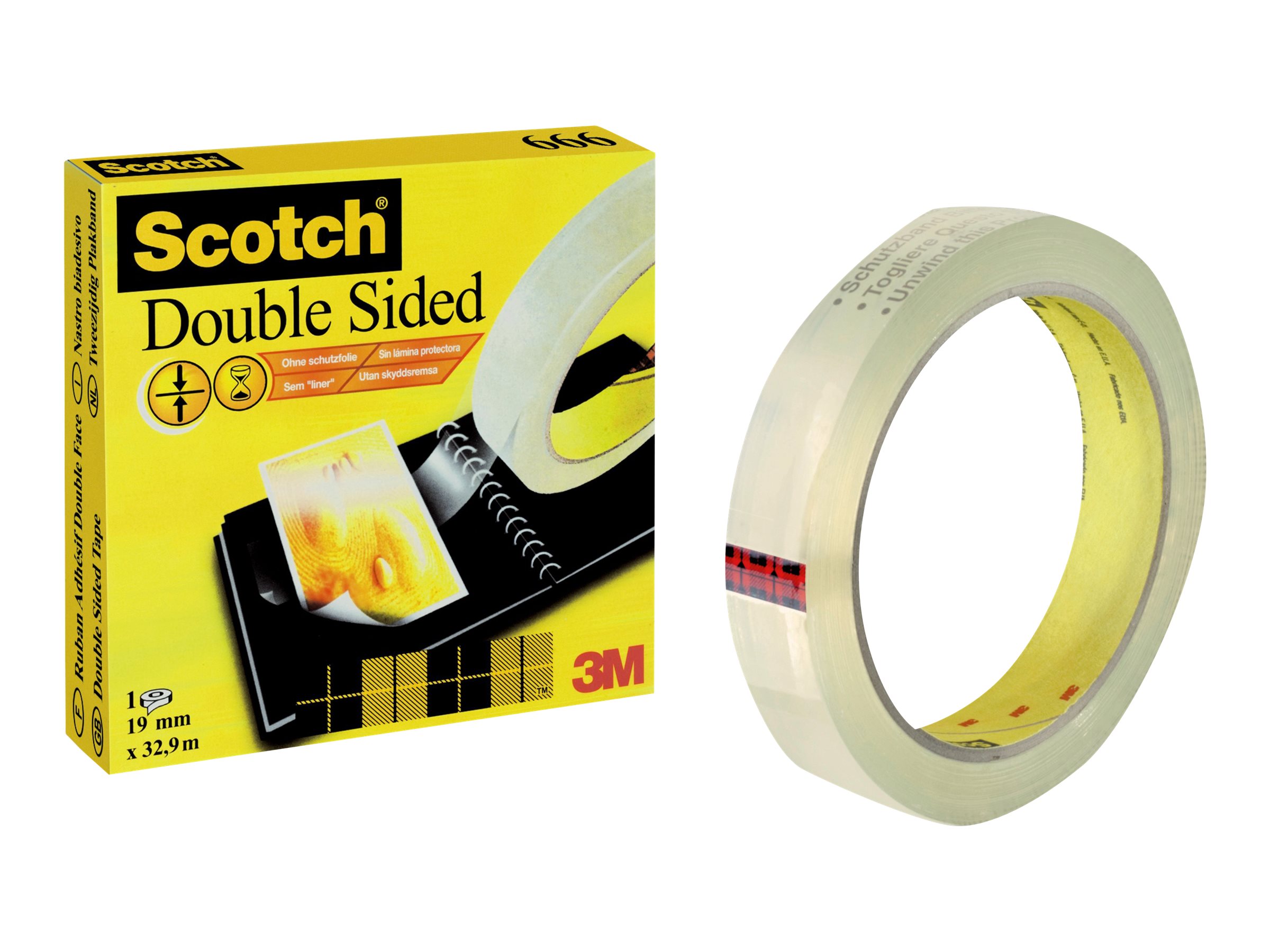 Scotch doppelseitiger Klebefilm transparent 19,0 mm x 33,0 m 1 Rolle Scotch doppelseitiger Klebefilm transparent 19,0 mm x 33,0 m 1 Rolle