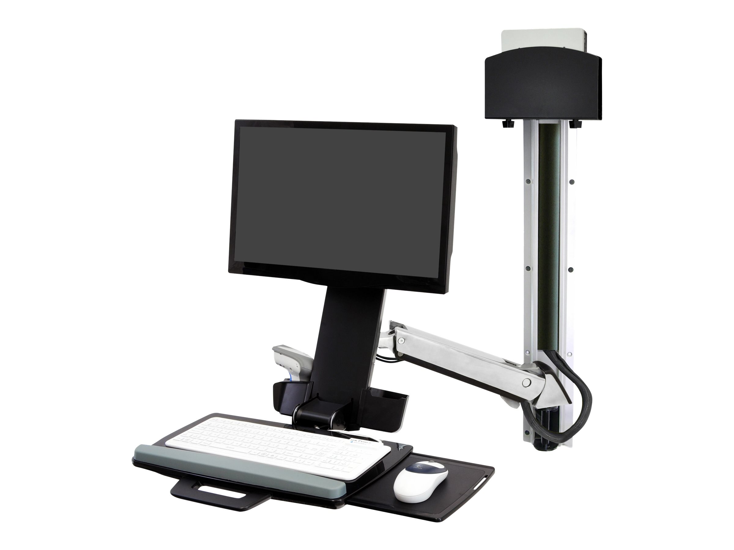 ERGOTRON StyleView Sit-Stand Combo System mit Ablageflaeche Wandmontage LCD bis 61cm 24Zoll bis 13,2kg.mit CPU Halter klein