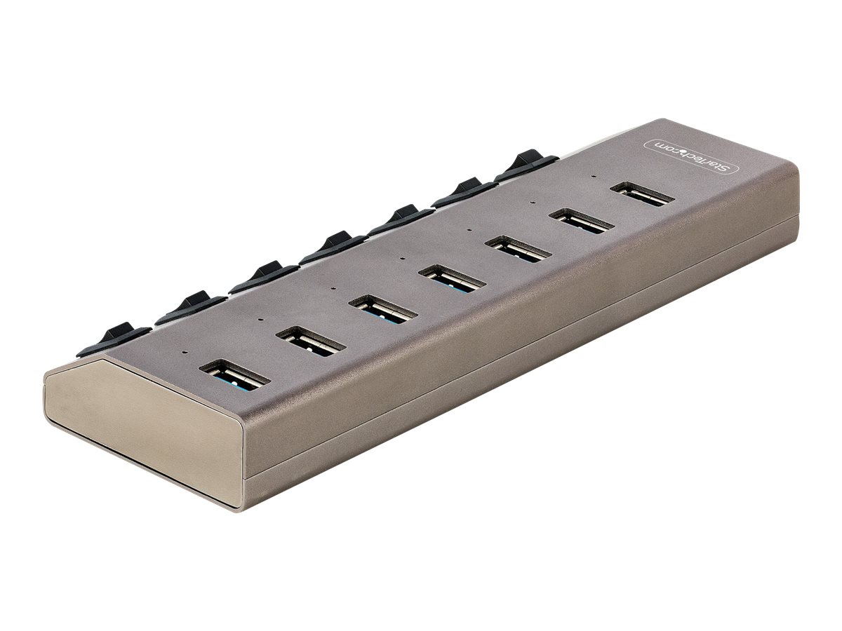 StarTech.com 7-Port Self-Powered USB-C Hub with Individual On/Off Switches, USB 3.0 5Gbps Expansion Hub w/Power Supply, Desktop/Laptop USB-C to USB-A Hub, 7x BC 1.2 (1.5A), USB Type C Hub - USB-C/A Host Cables (5G7AIBS-USB-HUB-EU) - Hub - 7 Anschlüsse