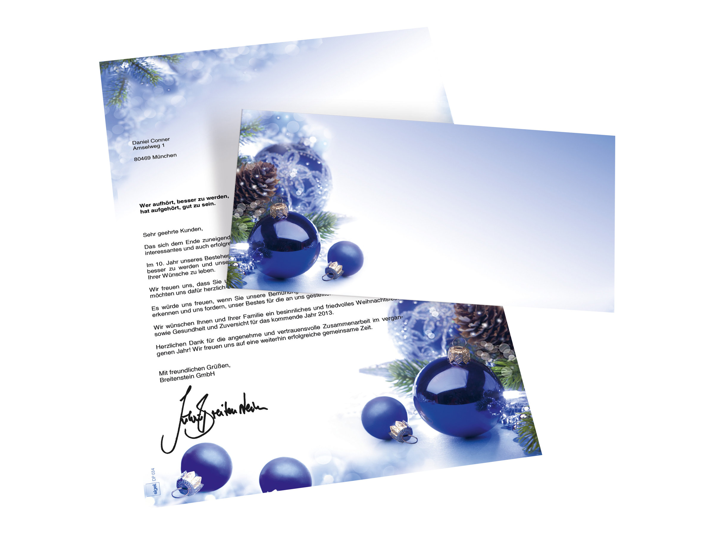 50 SIGEL Weihnachtsbriefumschlaege Blue Harmony DIN lang ohne Fenster