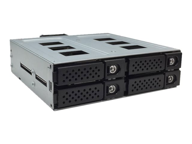 JOUJYE JJ-N-49SS-T Backplane fuer 4 x 6,4 cm 2.5Zoll SATA/SAS HDD/SSD bis zu 12Gbps Aluminium Gehaeuse schwarz inkl. 2 x 4cm Luefter