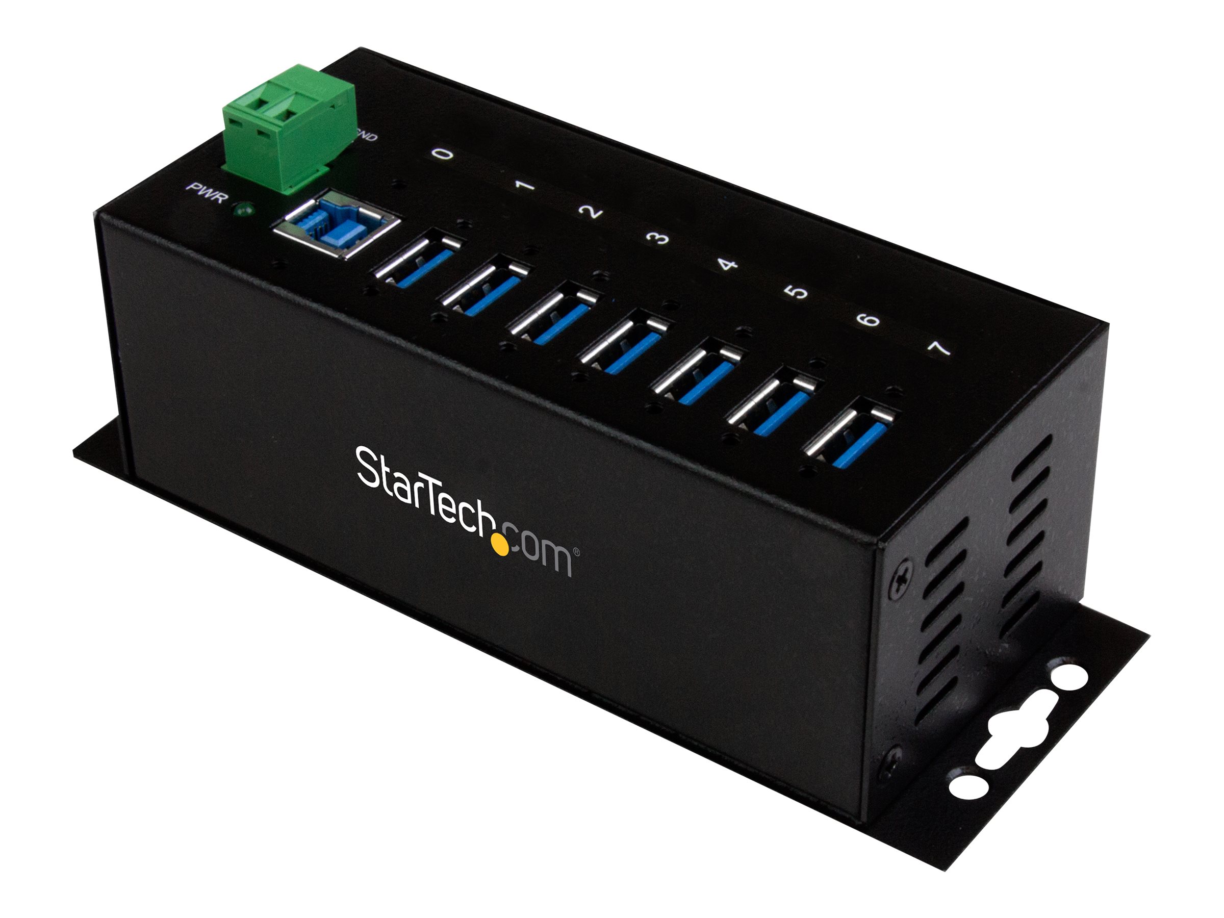 StarTech.com Industrieller 7 Port USB 3.0 Hub mit Überspannungsschutz - USB Hub zur Klemmleisten / DIN-Schienen Montage - Hub - 7 Anschlüsse