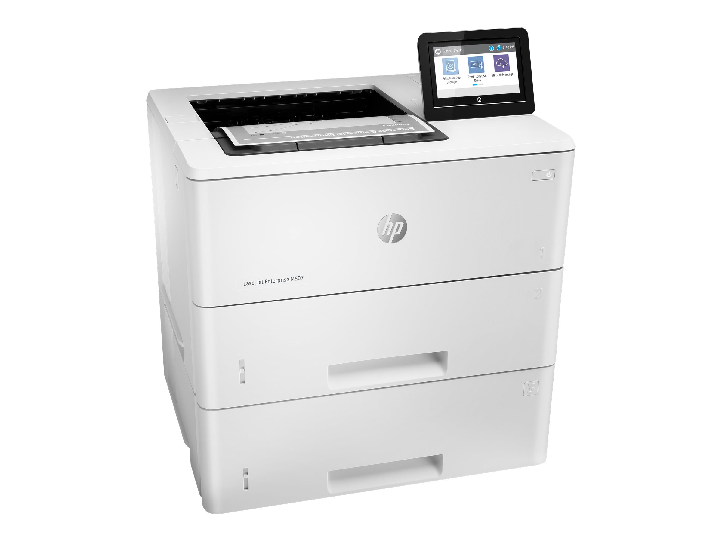 HP LaserJet Enterprise M507x Printer Mono Duplex laser A4 1200x1200dpi 43ppm 1200sheets USB LAN Wi-Fi Bluetooth LE HP LaserJet Enterprise M507x Printer Mono Duplex laser A4 1200x1200dpi 43ppm 1200sheets USB LAN Wi-Fi Bluetooth LE