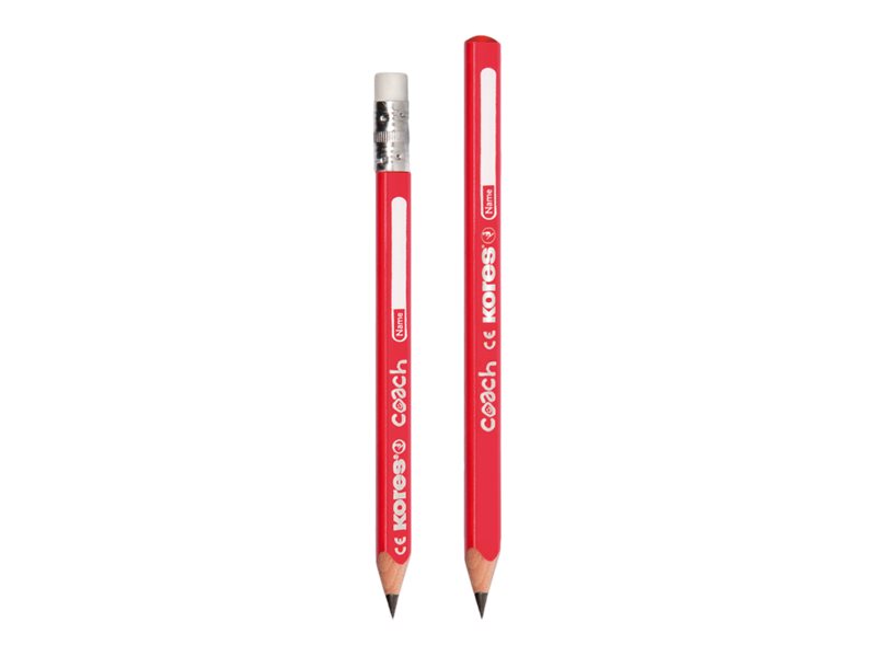 Kores COACH Bleistifte HB rot mit Radierer, 12 St