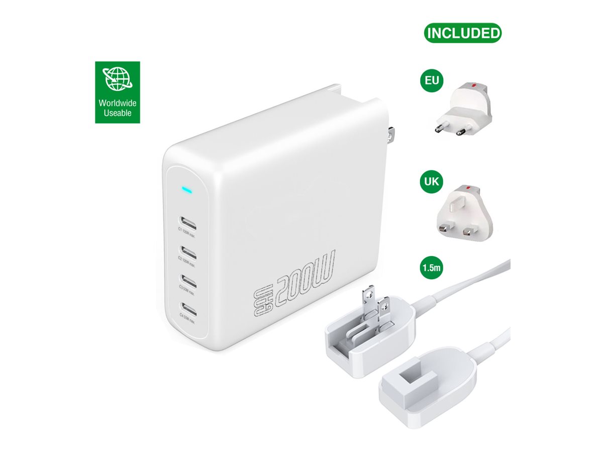 4smarts Ladegeraet GaN Flex Pro 200W 4 USBC, weiss