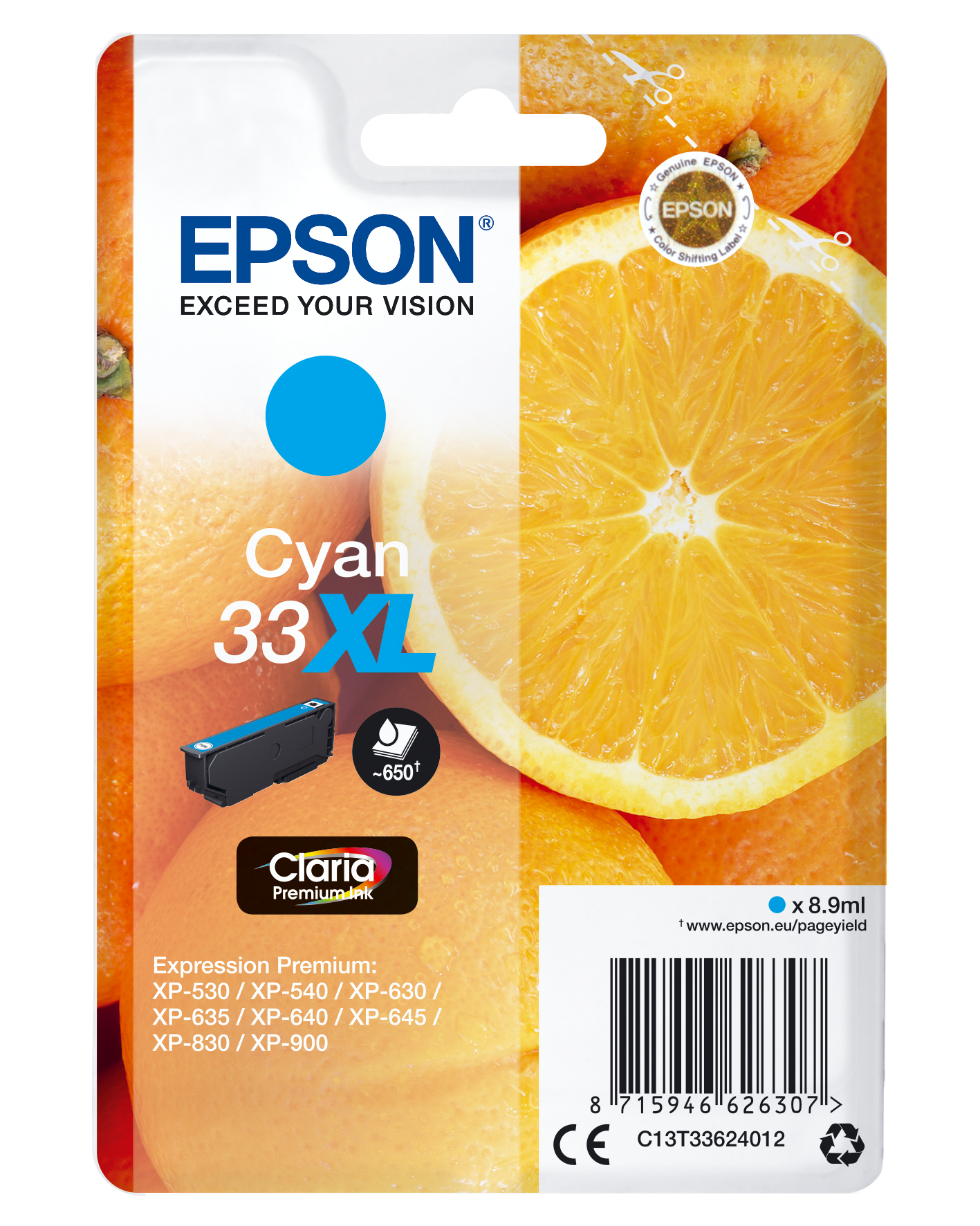 C13T33624012 EPSON XP Tinte cyan HC 530