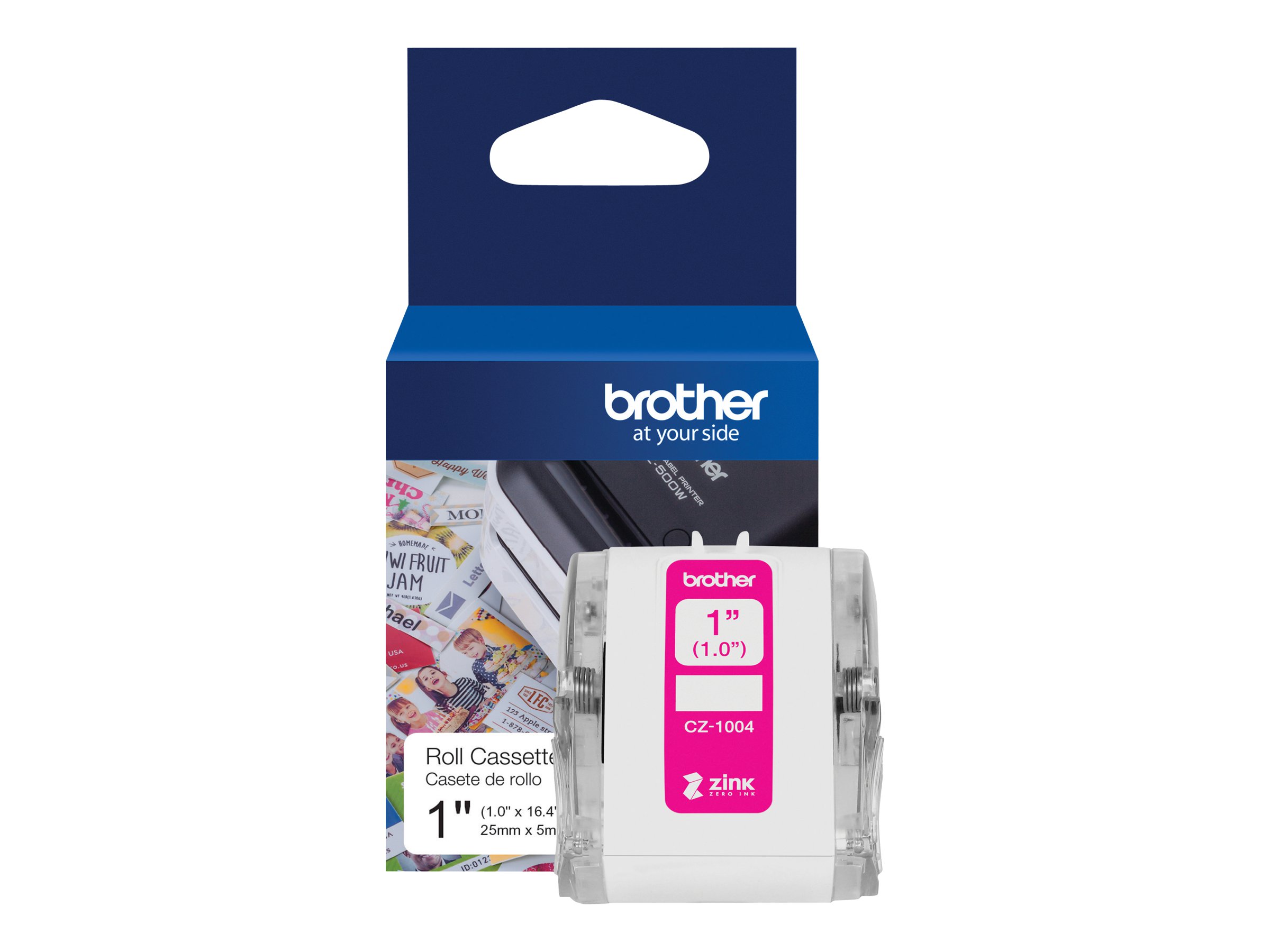 brother Endlospapierrolle fuer Etikettendrucker CZ1004 weiss, 25,0 mm, 1 x 1 Etiketten