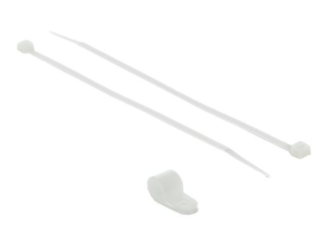 Delock Befestigungsschelle 12,7 mm mit Kabelbinder L 300 x B 4,8 mm weiss