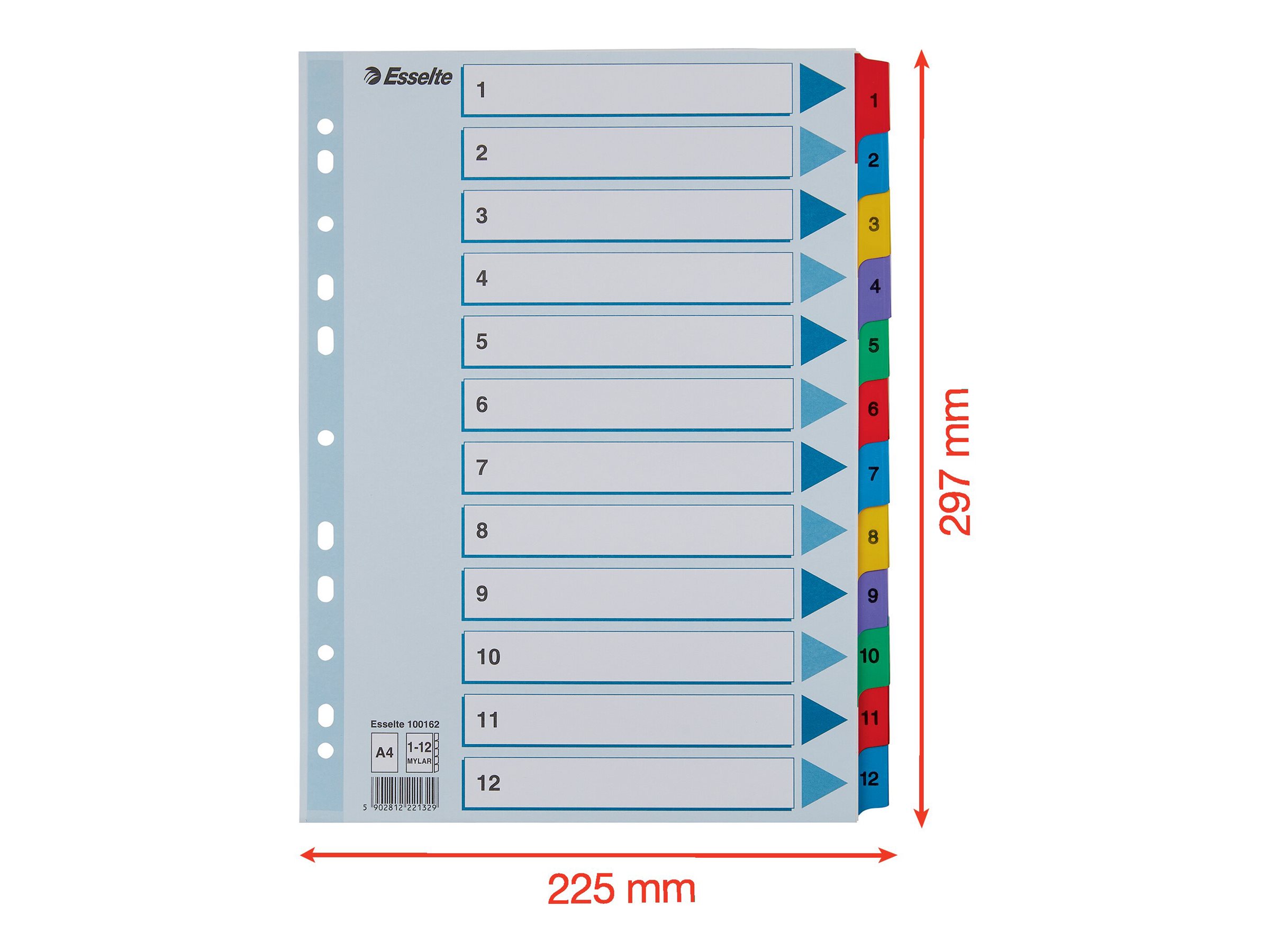 Esselte Ordnerregister Vollformat 1-12 farbig 12-teilig, 1 Satz Esselte Ordnerregister Vollformat 1-12 farbig 12-teilig, 1 Satz
