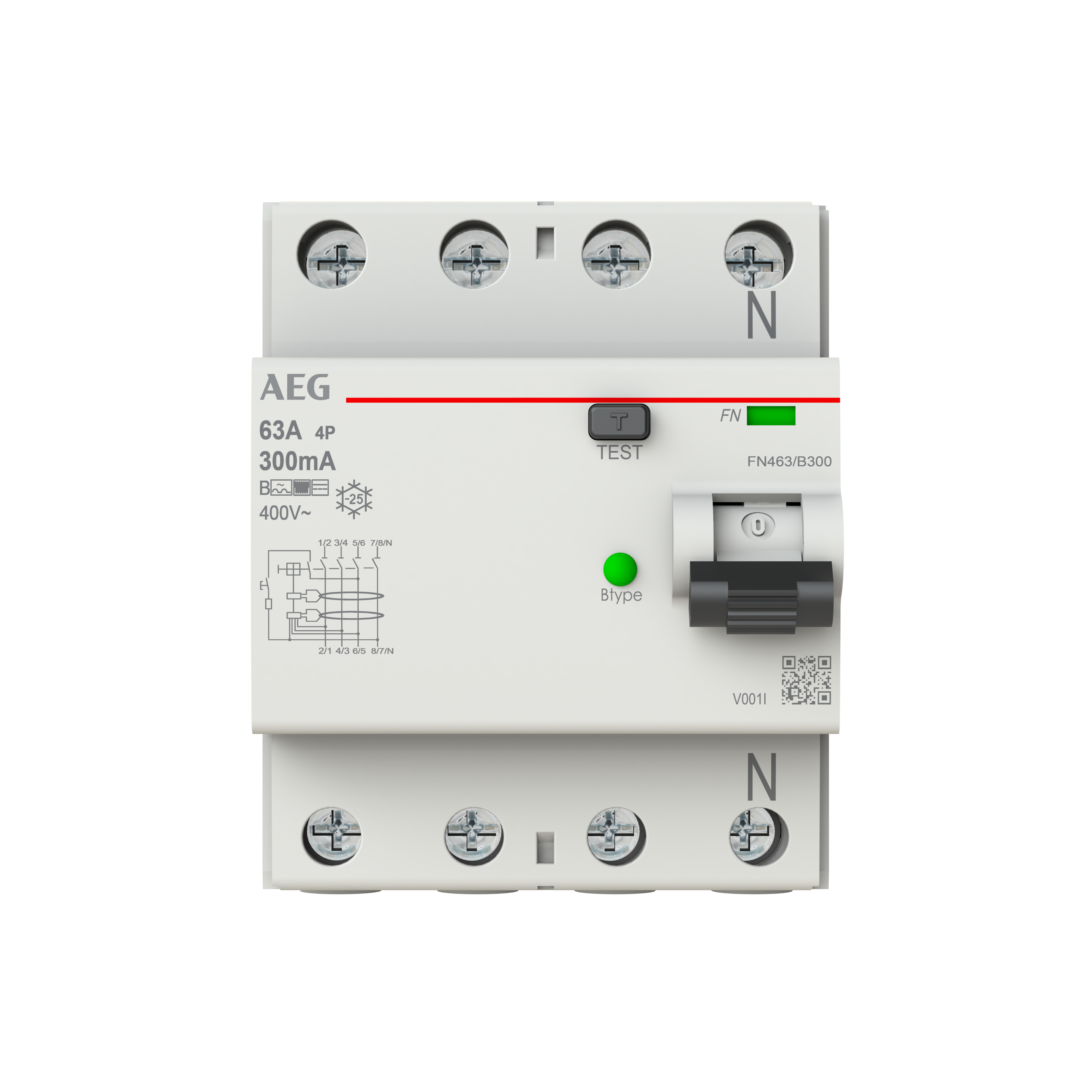 AEG BuschJägerFISchutzschalter FN463B300 4P Typ B 63A 300mA