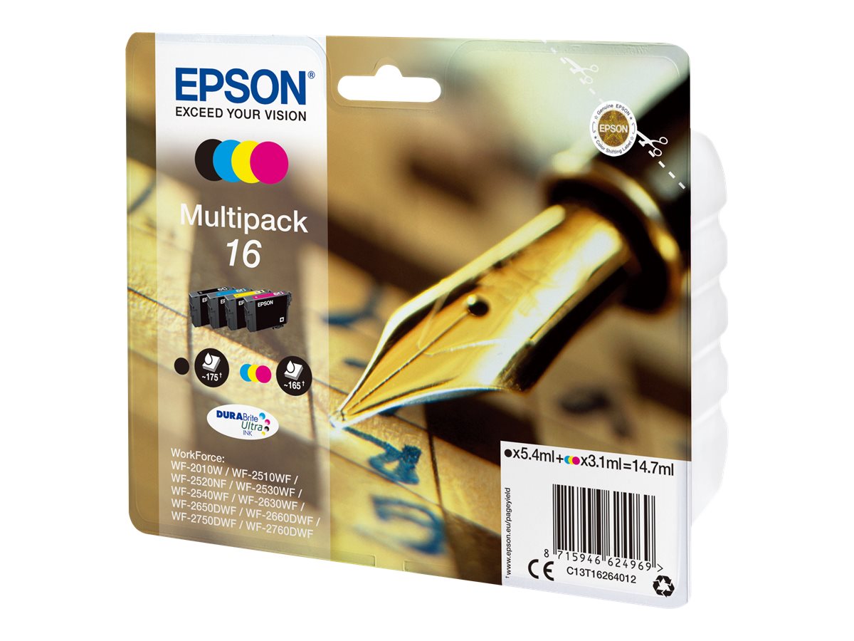 EPSON 16 / T1626  schwarz, cyan, magenta, gelb Druckerpatronen, 4er-Set