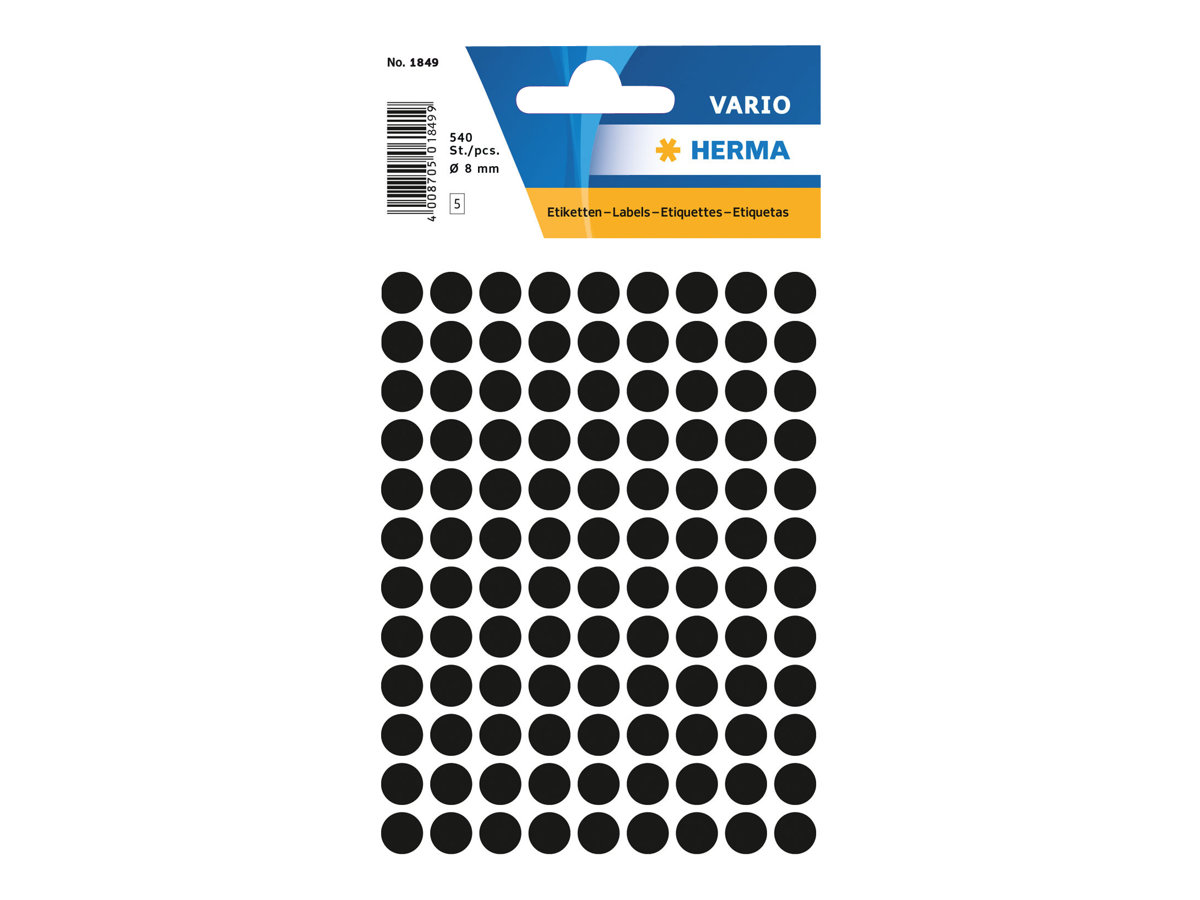 HERMA Klebepunkte 1849 schwarz Ø 8,0 mm, 540 St. HERMA Klebepunkte 1849 schwarz Ø 8,0 mm, 540 St.