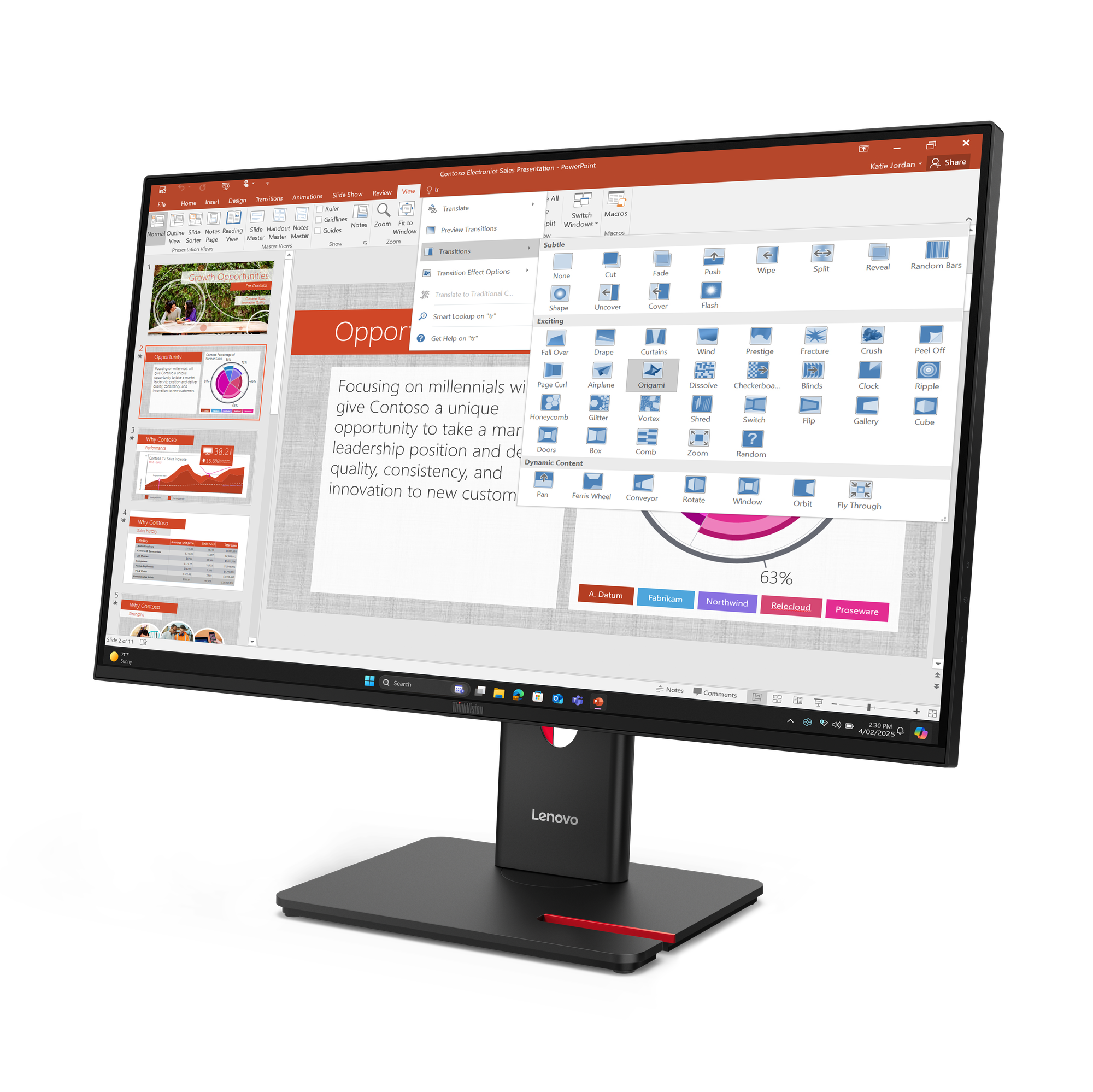 LENOVO ThinkVision T2740 68,58cm 27Zoll IPS 169 1920x1080 300cdm2 15001 HDMI DP VGA USB TopSeller