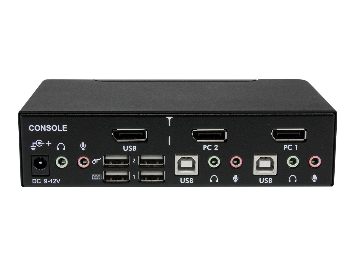 StarTech.com 2 Port DisplayPort USB KVM Switch - DisplayPort KVM Umschalter mit Audio - Hochauflösender DisplayPort Desktop Umschalter - KVM-/Audio-Switch - 2 Anschlüsse