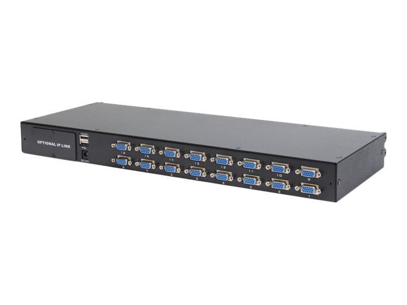 DIGITUS Modulare Konsole mit 48,3cm 19Zoll TFT 16 Port KVM Touchpad deutsche Tastatur RAL 9005 - schwarz