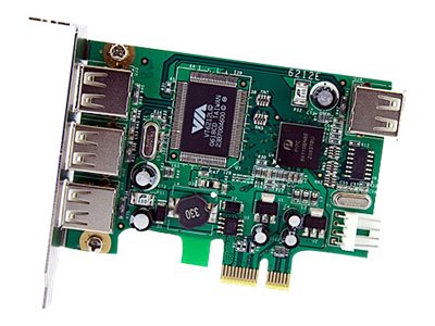 StarTech.com 4 Port USB 2.0 HighSpeed PCI Express Low Profile Schnittstellenkarte - 1 x USB 2.0 intern (Buchse) 3 x USB extern (Buchse) - USB-Adapter - PCIe - 4 Anschlüsse