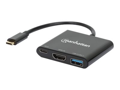 USB-C auf HDMI 3-in-1 Docking-Konverter mit Power Delivery 100W HDMI 4K30Hz USB-A 5Gbit/s Buchsen Passthrough-Ladeanschl.