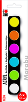 6 Marabu Neon Acrylfarben farbsortiert