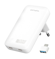 4smarts Netzladegeraet FlatPlug Slim Dual 65W GaN 2C, weiss