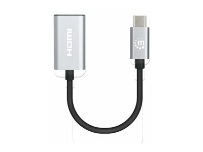 MANHATTAN 4K60Hz USB-C auf HDMI-Adapter USB 3.2 Typ C-Stecker auf HDMI-Buchse aktiver Konverter Aluminium Space Grau