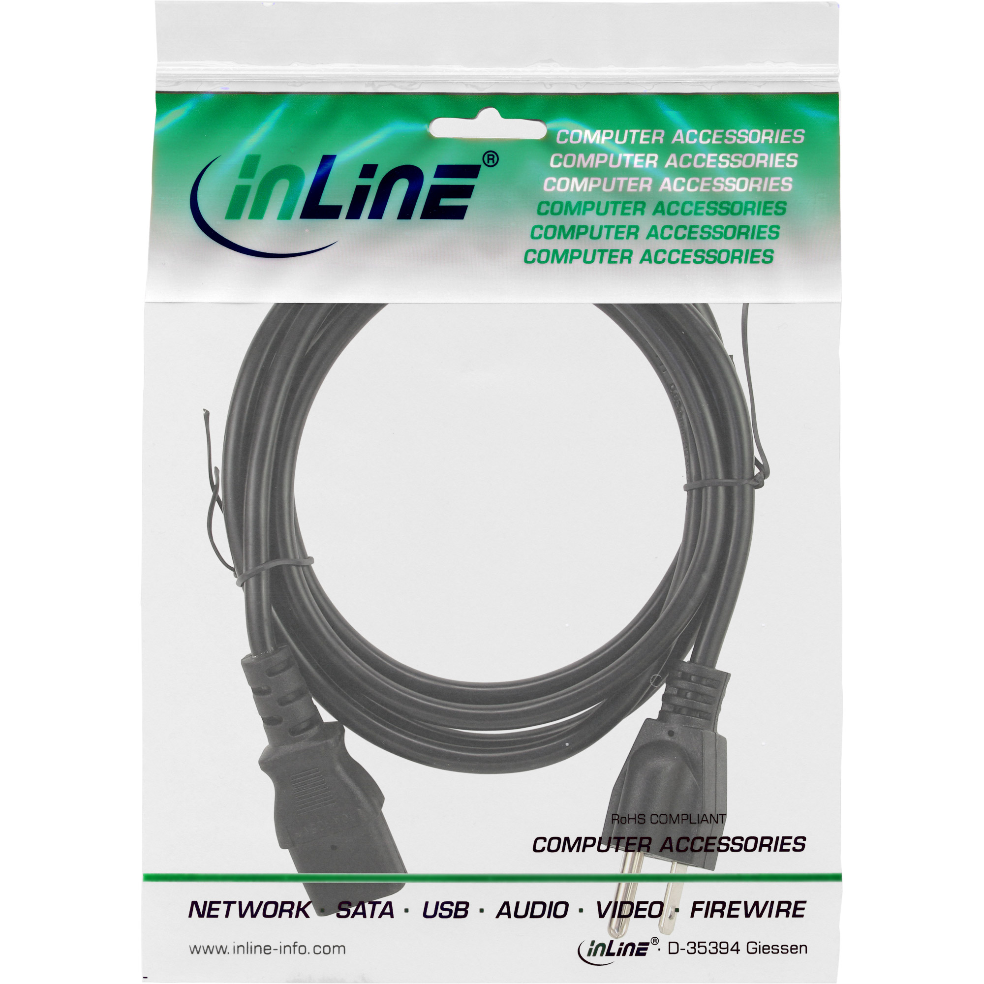 INLINE Netzkabel, Netzstecker USA auf Kaltgeraetestecker C13 1,8m schwarz INLINE Netzkabel, Netzstecker USA auf Kaltgeraetestecker C13 1,8m schwarz