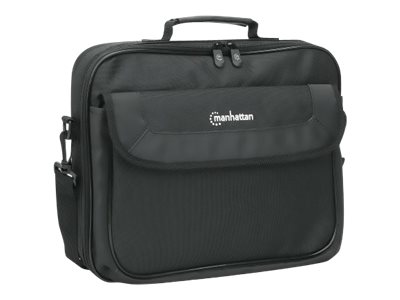 MANHATTAN Cambridge Clamshell Notebooktasche 35,8cm 14,1Zoll Staufächer an Front Rück und Innenseite Schultergurt Tragegriff schwarz