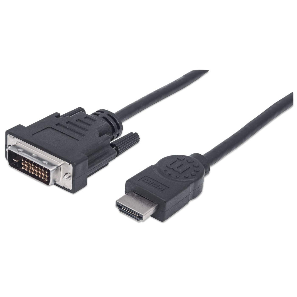MANHATTAN HDMI DVI Kabel 1,8m schwarz HDMI 19Pol Stecker auf DVID 241 Stecker vergoldete Kontakte
