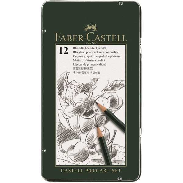 FABER-CASTELL Castell 9000 Art Set Bleistift-Set B, H, HB, 2H, 2B, F, 3B, 4B, 5B, 6B, 7B, 8B gruen, 12 St. FABER-CASTELL Castell 9000 Art Set Bleistift-Set B, H, HB, 2H, 2B, F, 3B, 4B, 5B, 6B, 7B, 8B gruen, 12 St.