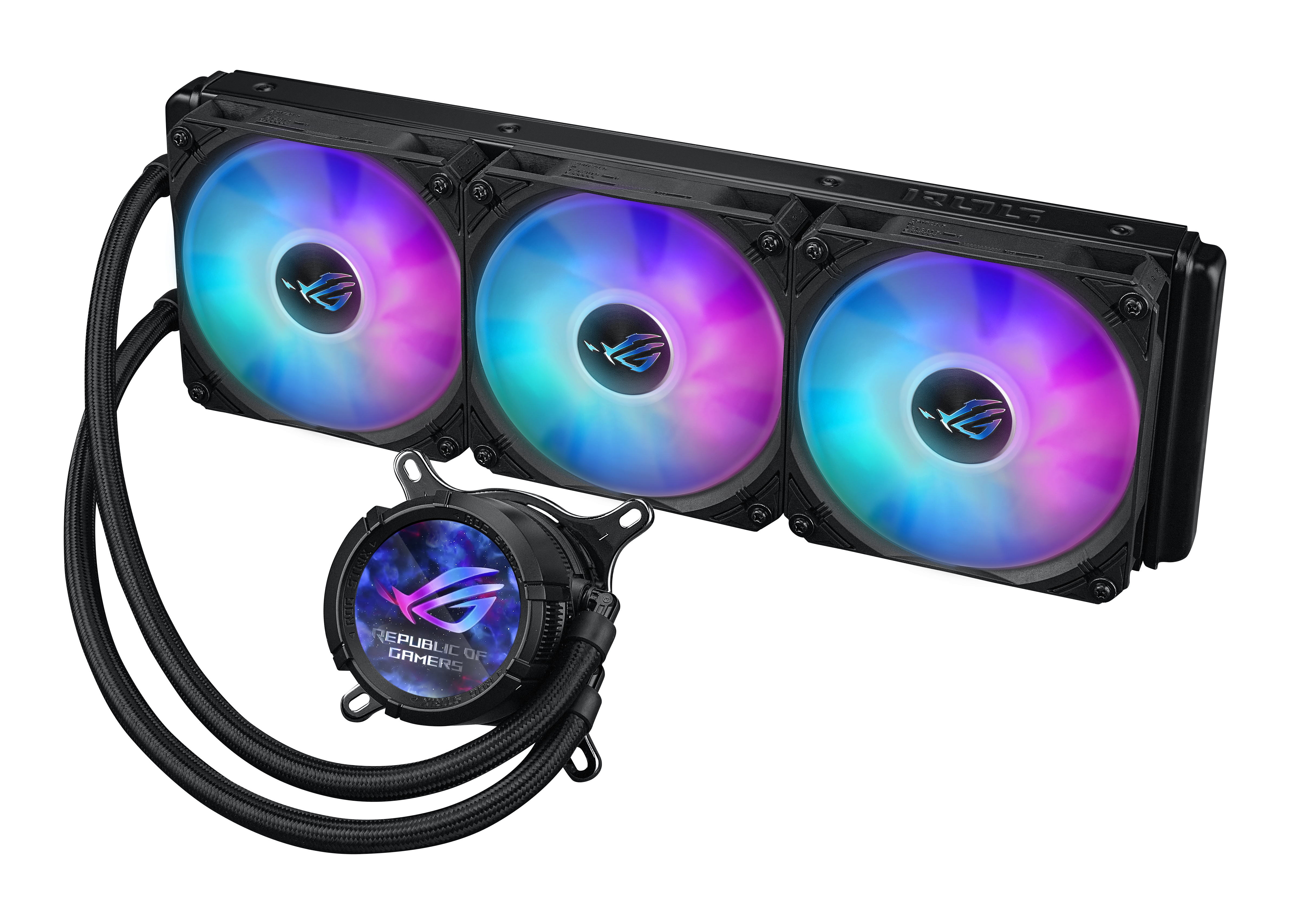 ASUS ROG Strix LC III ARGB LCD allinone CPU liquid cooler with 21 IPS LCD Aseteks new Gen7 v2 pump and premium ROG ARGB fans