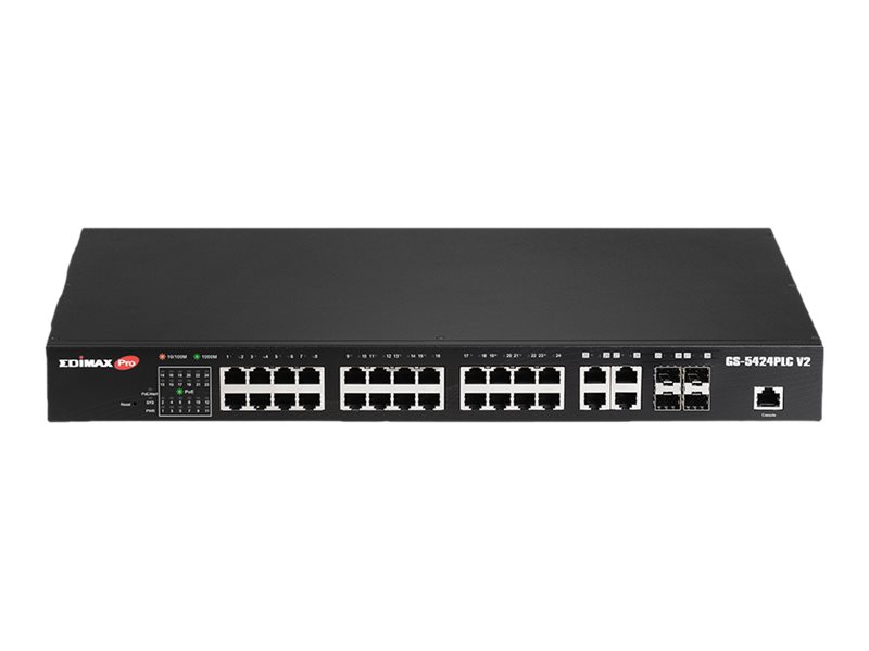 Edimax Pro GS-5424PLC V2 28 Port POE+Gigabit Switch +4 xSFP 19" Edimax Pro GS-5424PLC V2 28 Port POE+Gigabit Switch +4 xSFP 19"