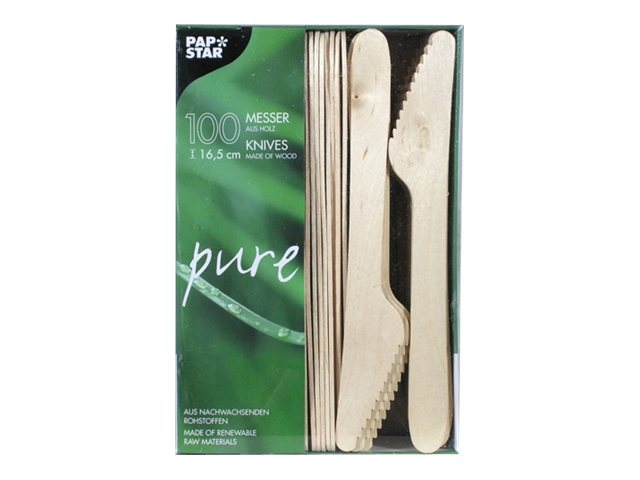 PAPSTAR Einweg-Messer pure, Holz, 100 St.