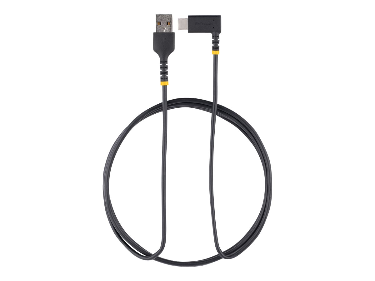 STARTECH.COM 6ft 2m USB A to C Charging Cable Right Angle Heavy Duty Fast Charge USB-C Cable Durable and Rugged Aramid Fiber 3A