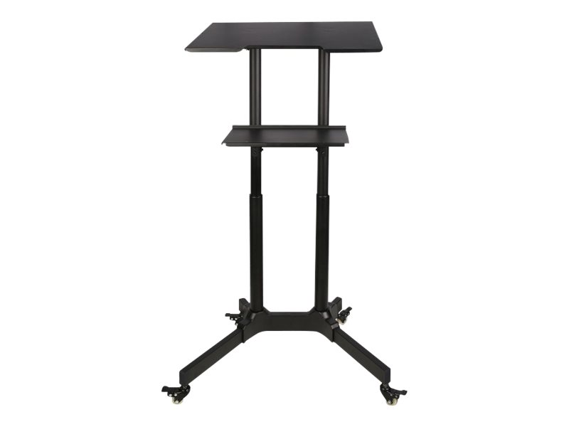 TECHLY Universal Trolley schwarz fuer Notebook oder Projektoren 103-125cm Hoehenverstellbar mit 2 Ablagen