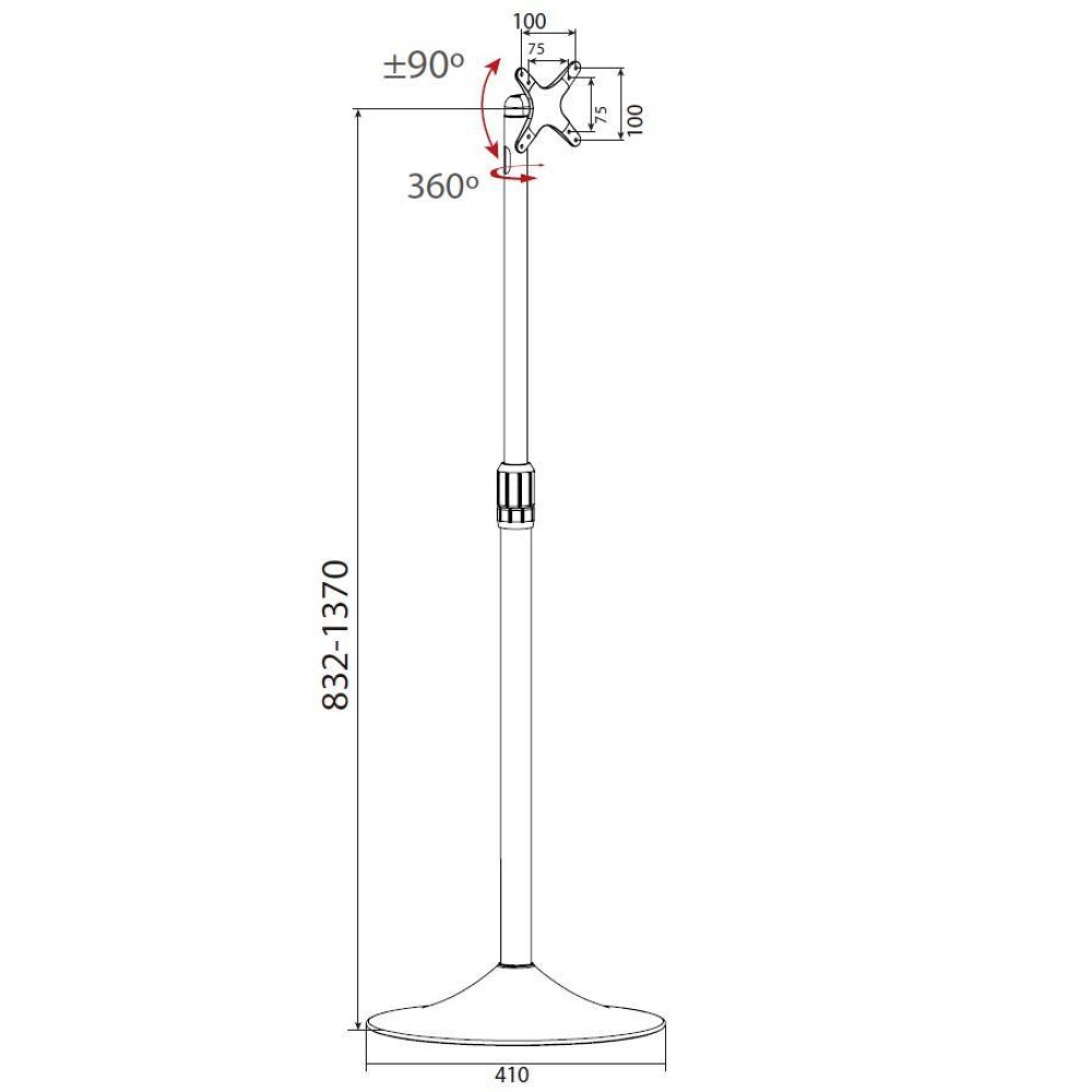 Techly Column Circular 13-27 Zoll Silber