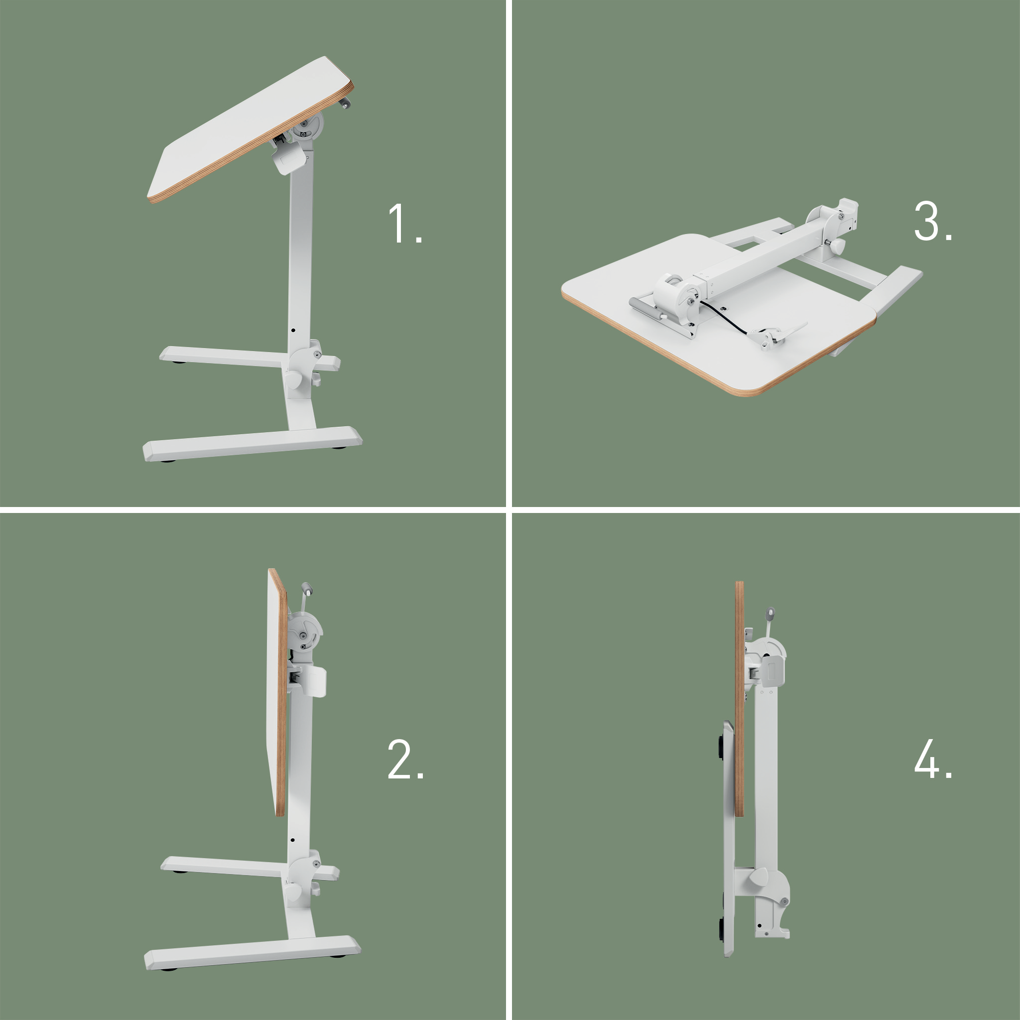 LEITZ Ergo Compact hOehenverstellbarer Schreibtisch weiss rechteckig, AFussGestell weiss 65,0 x 46,0 cm