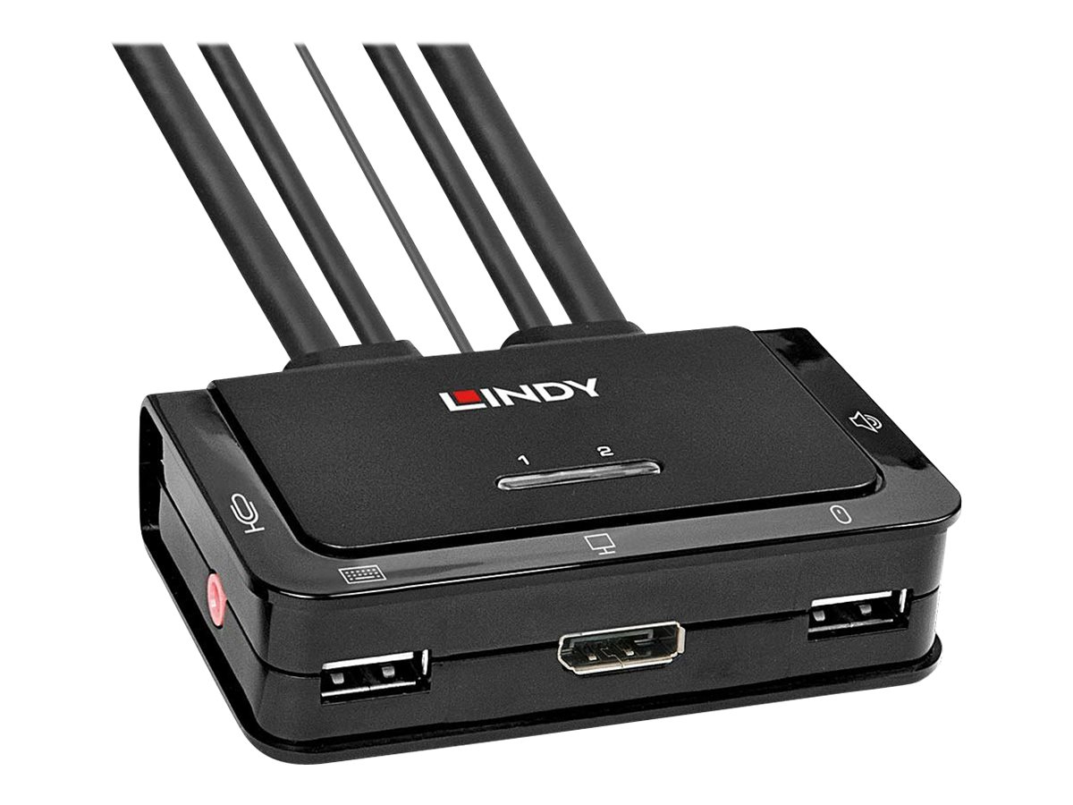 Lindy 2 Port DisplayPort 1.2, USB 2.0 & Audio Cable KVM Switch