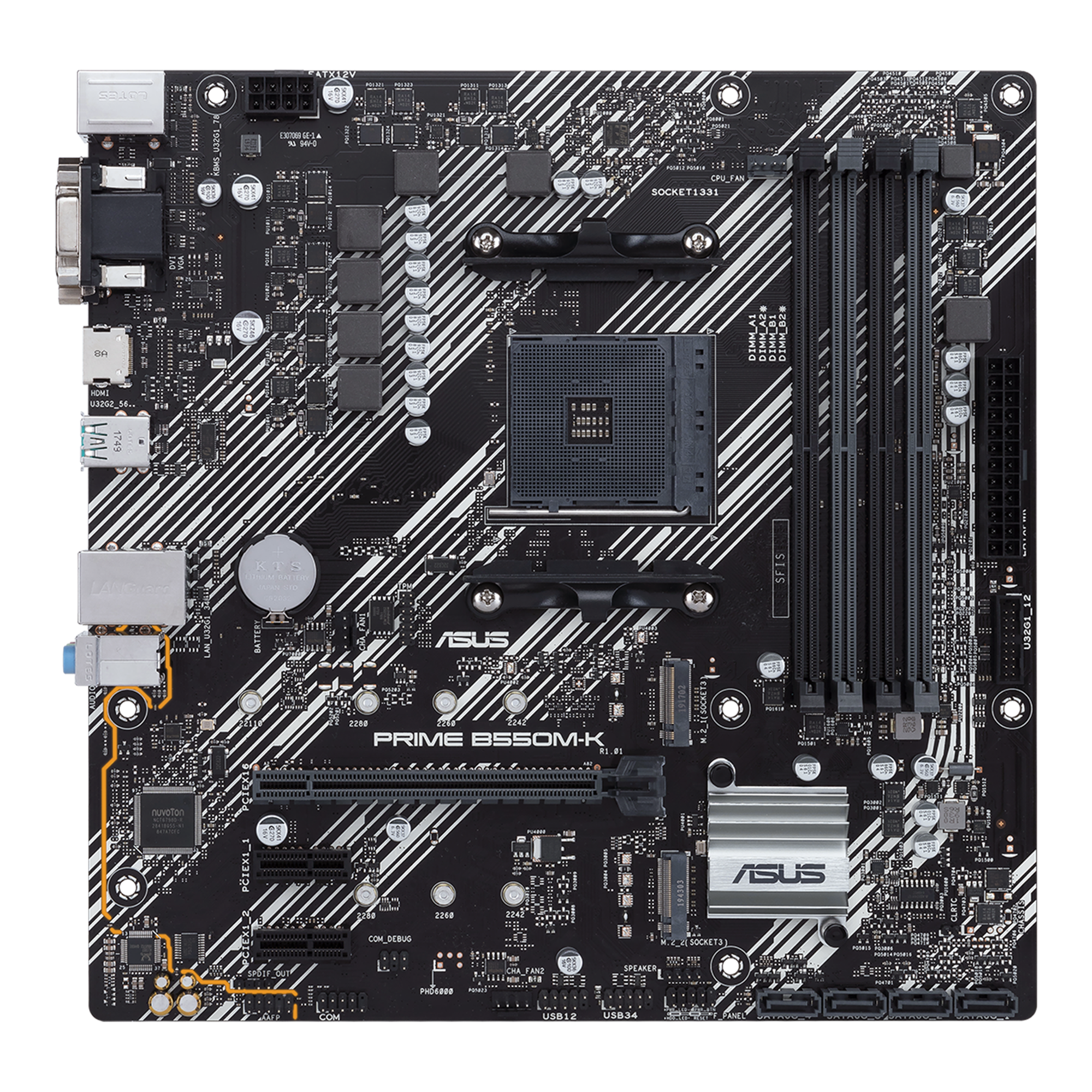 ASUS PRIME B550MK mATX MB dual M2 PCIe 40 1Gb Ethernet HDMIDSubDVI SATA 6Gbps USB32 Gen 2 TypeA