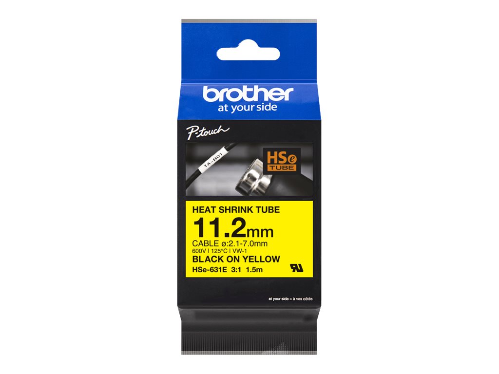 Schrumpfschlauchkassette Brother 11,2mm gelb/schwarz  HSE631