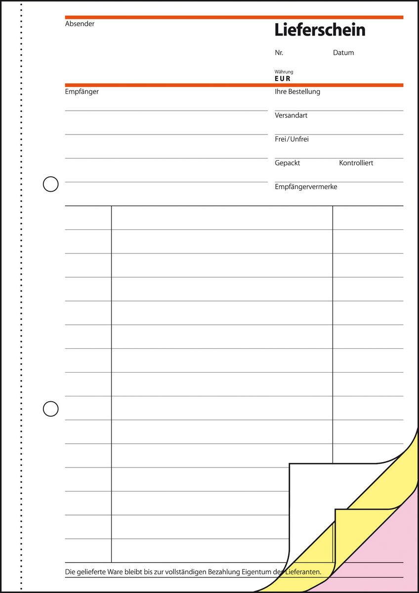 SIGEL Lieferschein mit Empfangsschein Formularbuch SD012