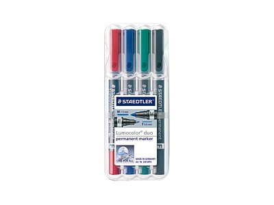 STAEDTLER Lumocolor duo Permanentmarker farbsortiert 0,6 - 1,5 mm, 4 St.