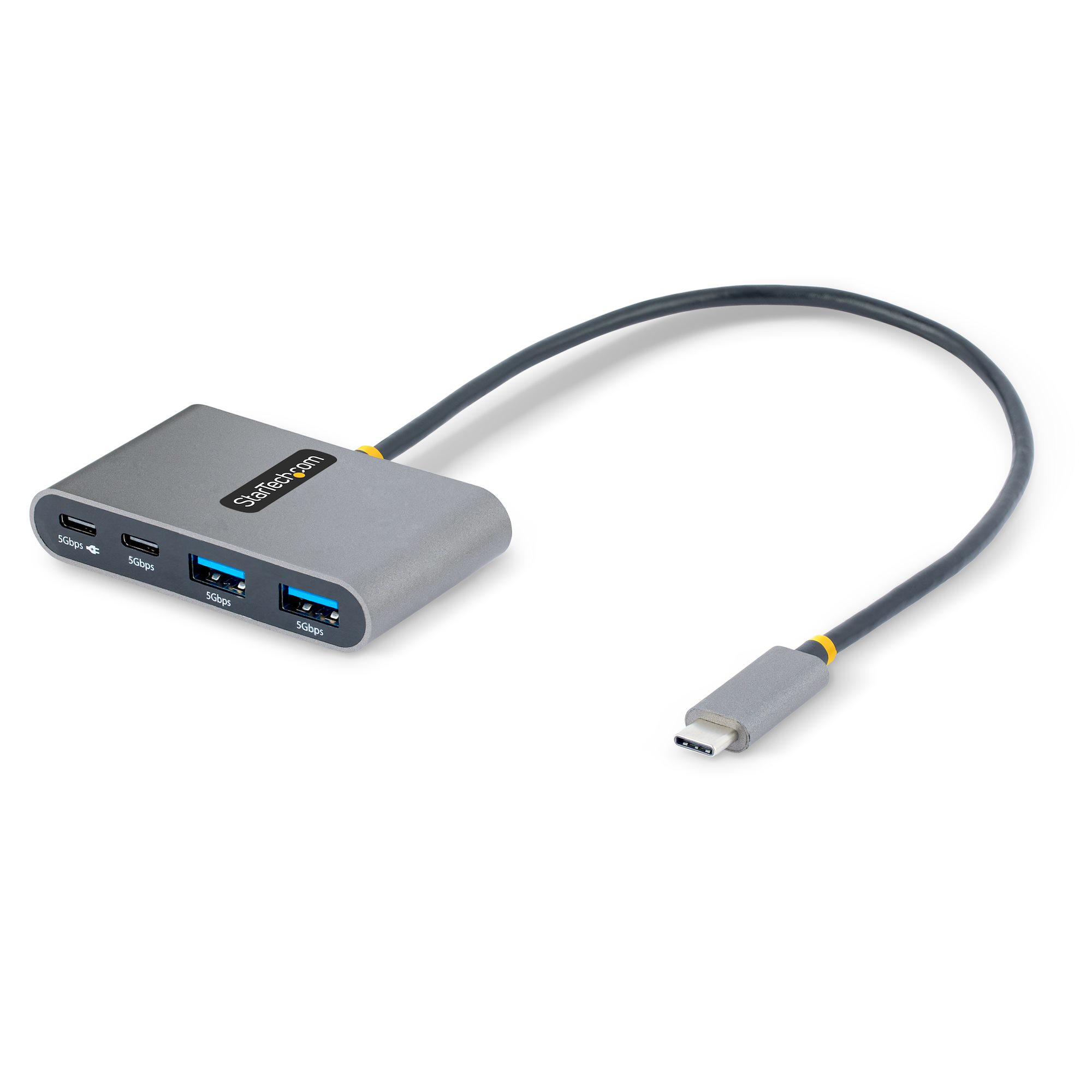 STARTECHCOM 4Port USBC Hub with 100W Power Delivery PassThrough 2x USBA 2x USBC 5Gbps 1ft30cm Long Cable Portable USB 30