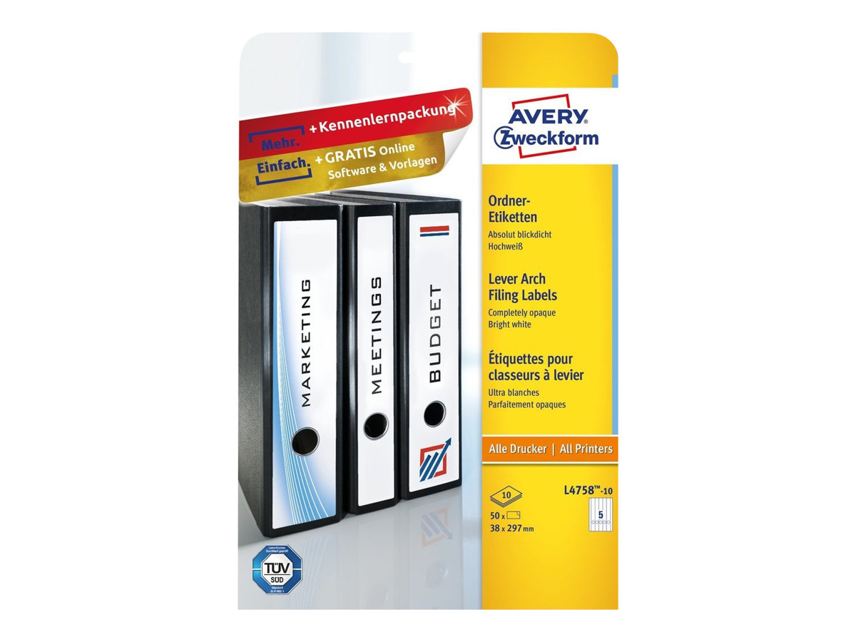 150 AVERY Zweckform Ordneretiketten L4758-25 weiss