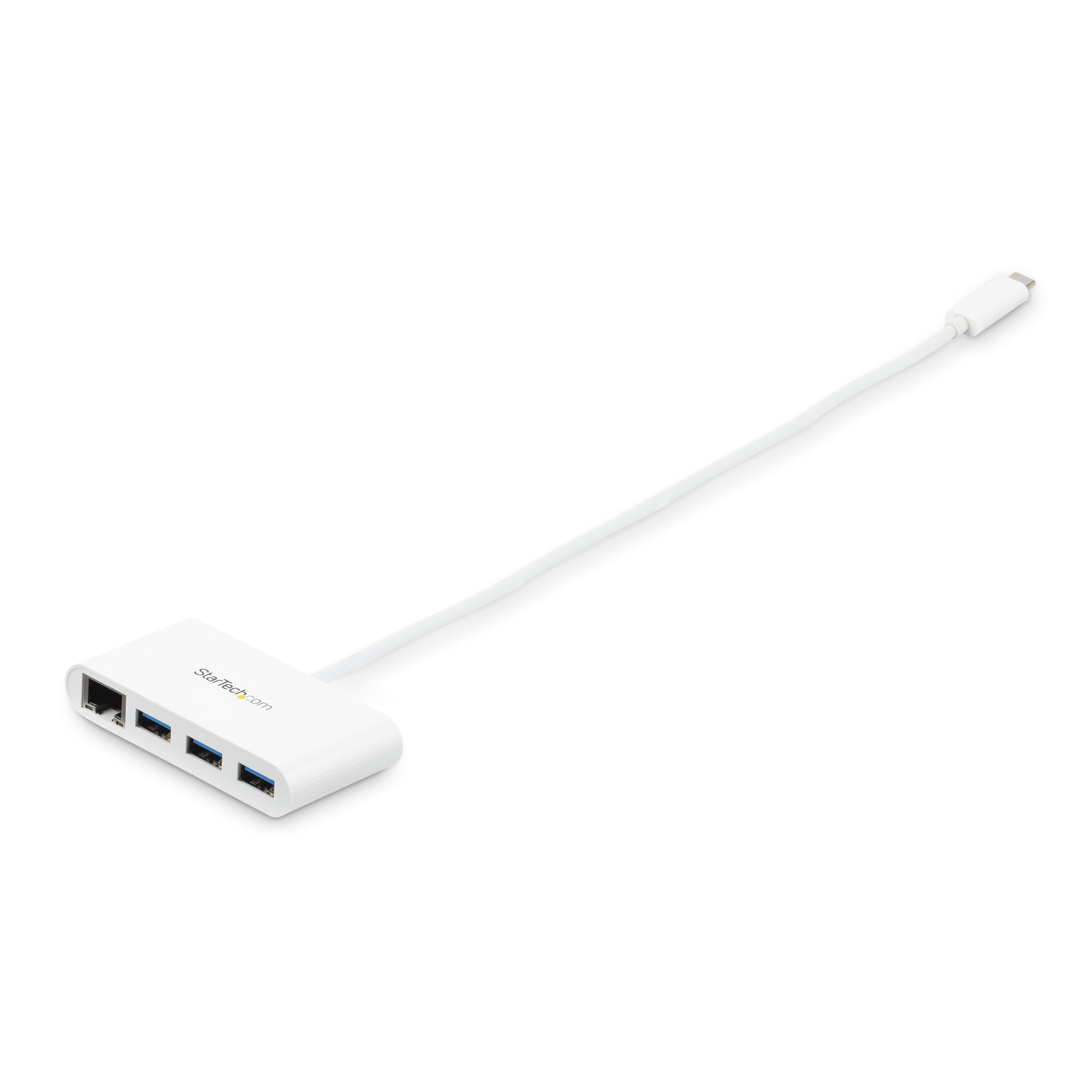 STARTECHCOM 3Port USBC Hub with Gigabit Ethernet USBC to 3x USBA USB 30 Hub White