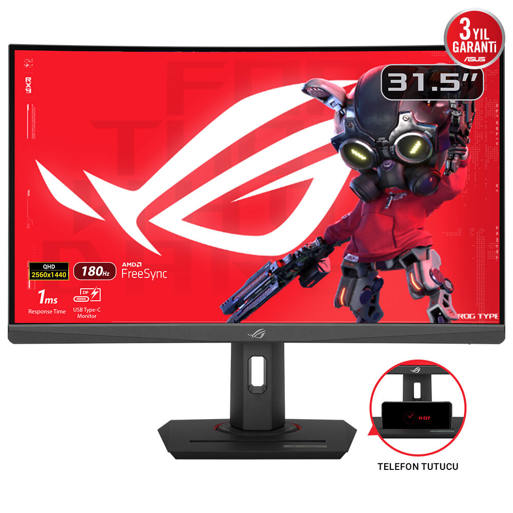 ASUS ROG Strix XG32WCS 80,01cm 31,5Zoll Fast VA WLED Curved 1500R WQHD 169 180Hz 350cdm2 1ms HDMI DP USBC Black