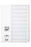 DURABLE Ordnerregister Vollformat 1-20 weiss 20-teilig, 1 Satz DURABLE Ordnerregister Vollformat 1-20 weiss 20-teilig, 1 Satz