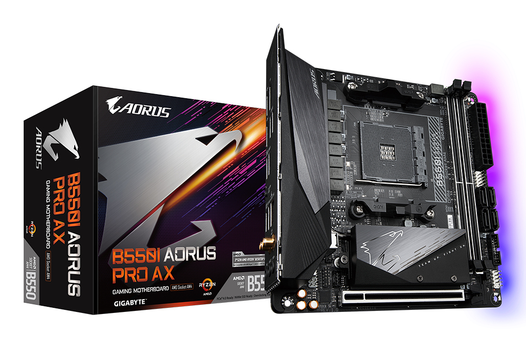 GIGABYTE B550I AORUS PRO AX AM4 DDR4 2xM2 4xSATA WiFi DP HDMI mITX MB