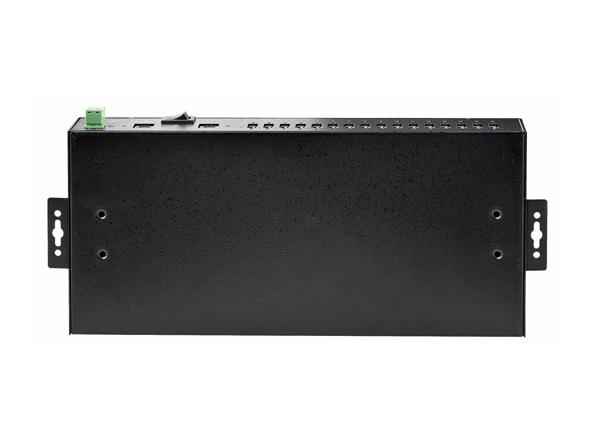 StarTech.com 16-Port Industrial USB 5Gbps Hub with Power Adapter, Metal Enclosure, Mountable, ESD Protection, Terminal Block Power, USB Charging, Dual-Host Switch - TAA - Hub - 16 Anschlüsse - an Rack montierbar - TAA-konform