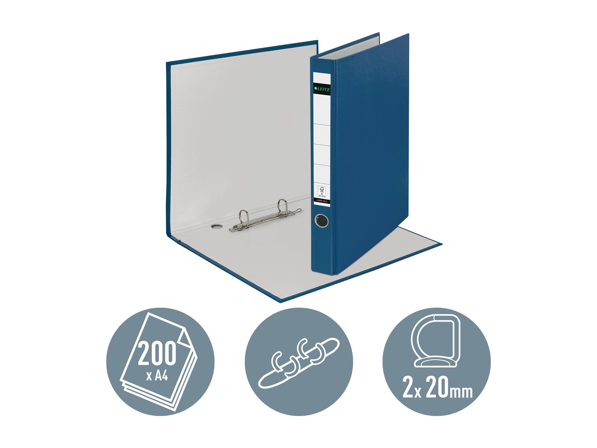 LEITZ 1014 Ringbuch 2-Ringe blau 3,5 cm DIN A4