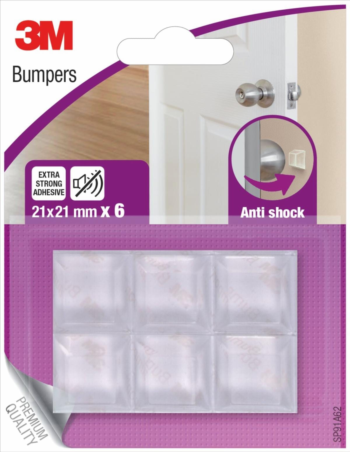 3M SP91A62 quadratisch Transparent 21 mm