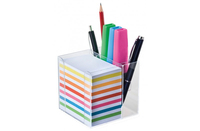 folia Zettelbox mit Stiftehalter transparent inkl. 700 Notizzettel farbig sortiert folia Zettelbox mit Stiftehalter transparent inkl. 700 Notizzettel farbig sortiert